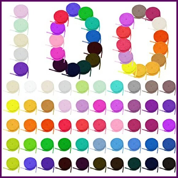 100 Pairs Polyester Shoelaces 47" Flat Sneaker Boot Laces - Picture 2 of 8